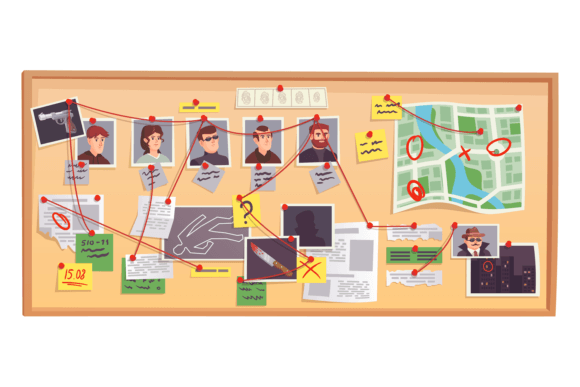 Download Crime Investigation Board Cartoon Icon. - Premium Resources