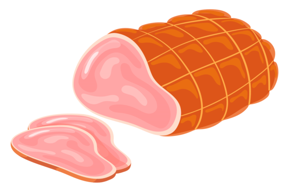 Download Smoked Ham Cartoon Icon. Sliced Cooked M - Premium Bundle