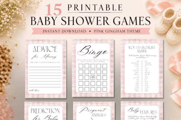 Download Pink Printable Baby Shower Games Bundle - Game Collection