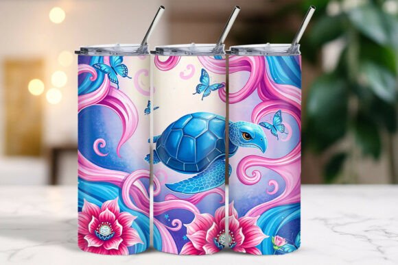 Download Floating Turtle Ocean Flowers Tumbler - Flowers Collection