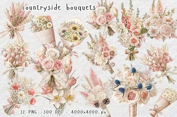 Download Rustic Country Flowers Clipart Set - Flowers Collection