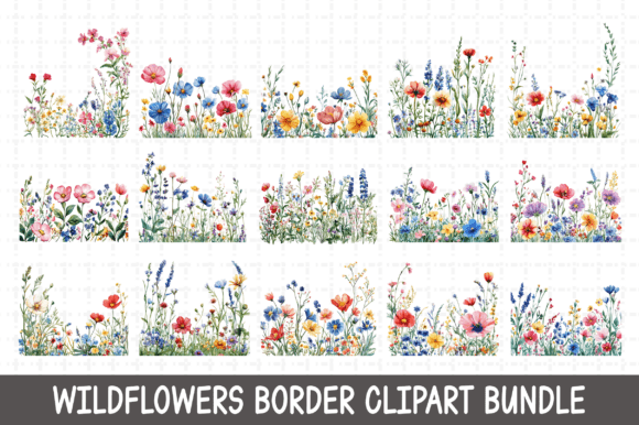 Download Wildflowers Border Clipart Bundle PNG - Flowers Collection