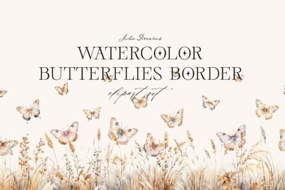 Download Watercolor Wildflowers Butterfly Border - Flowers Collection