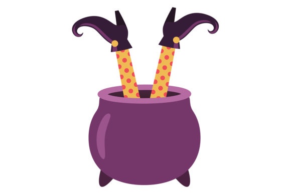 Download Witch Legs in Cauldron Cartoon Icon. Hal - Premium Resources