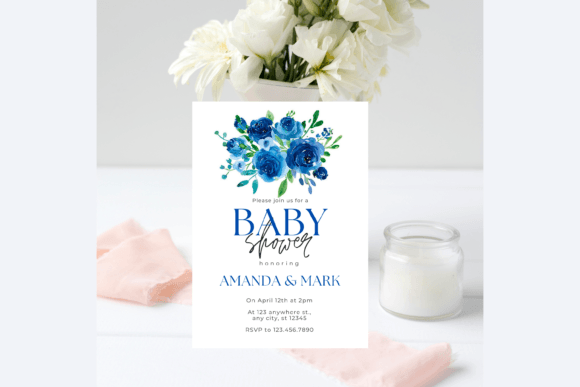 Download Blue Flowers Baby Shower Invitation - Flowers Collection