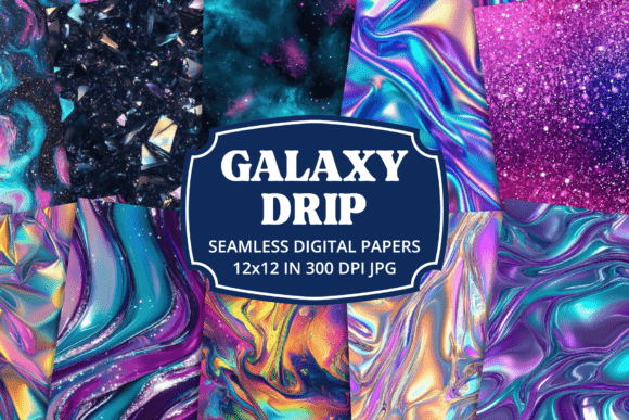 Download Galaxy Drip Holographic Textured Paper - Textured Collection